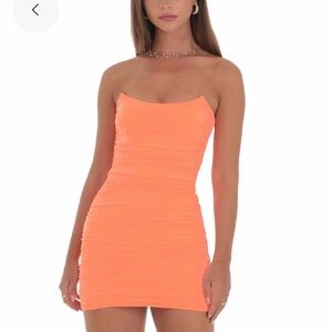 Strapless Orange Mini Dress